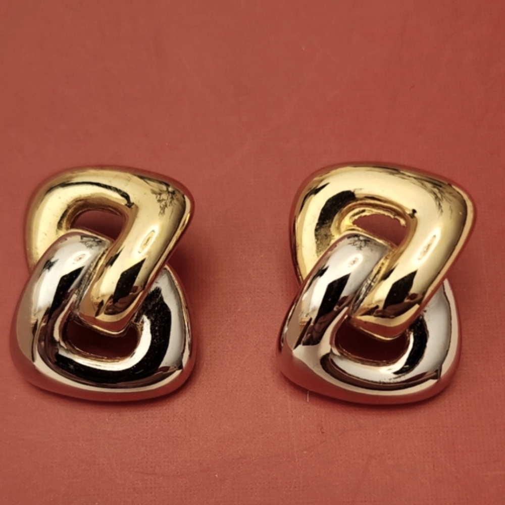Vintage 70's Colorblock Massive Piercing Earrings